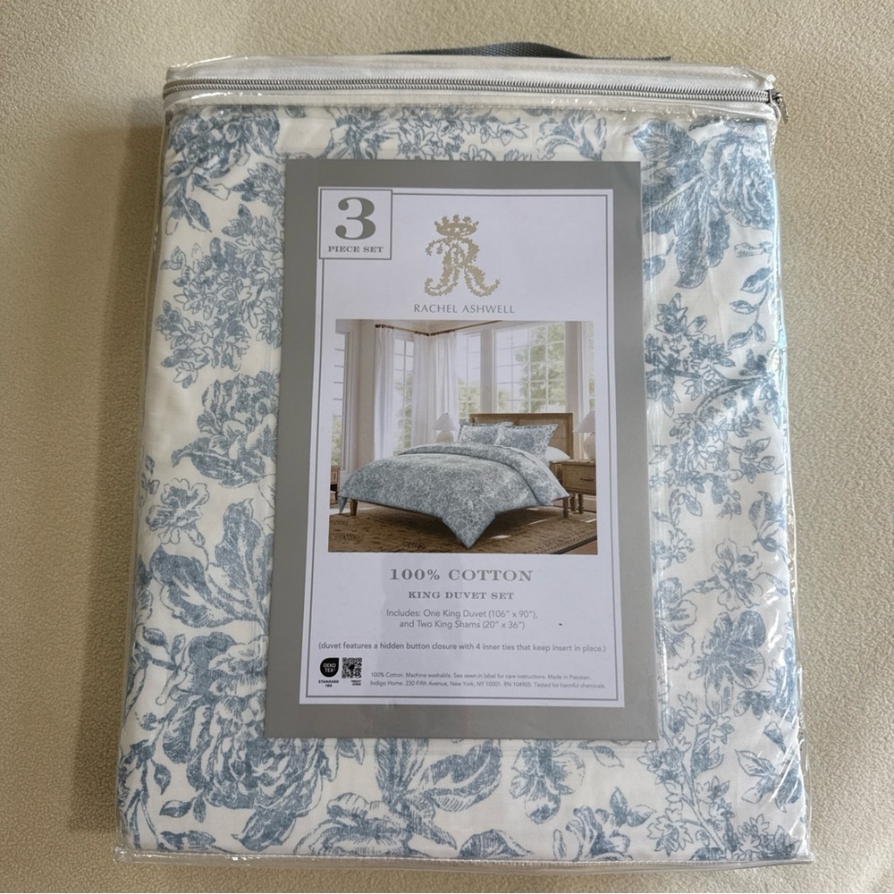 Rachel Ashwell Floral Blue and White Duvet Cover Set